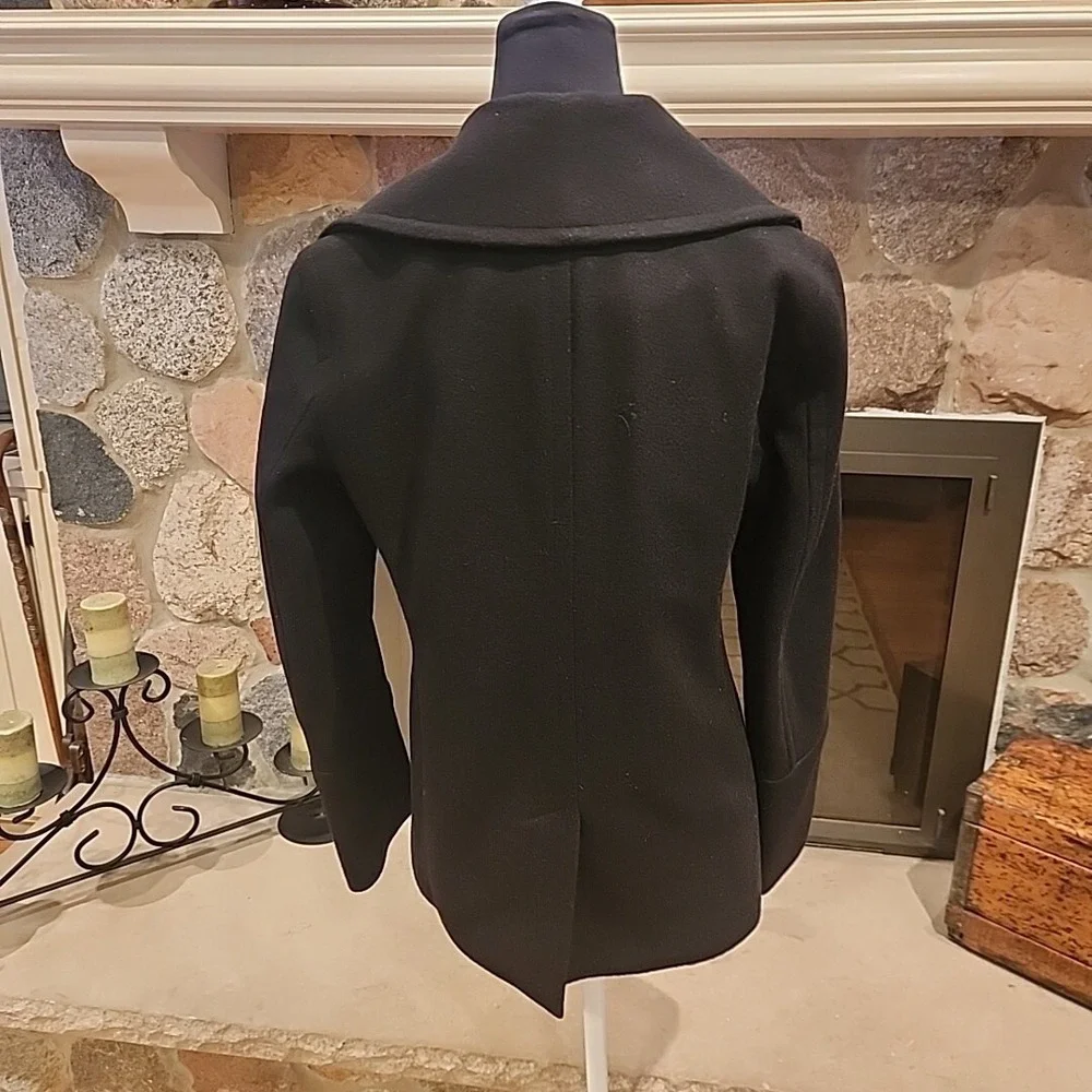 Michael Michael Kors Womens Double Breasted Pea Coat Black Wool Size‎ 4